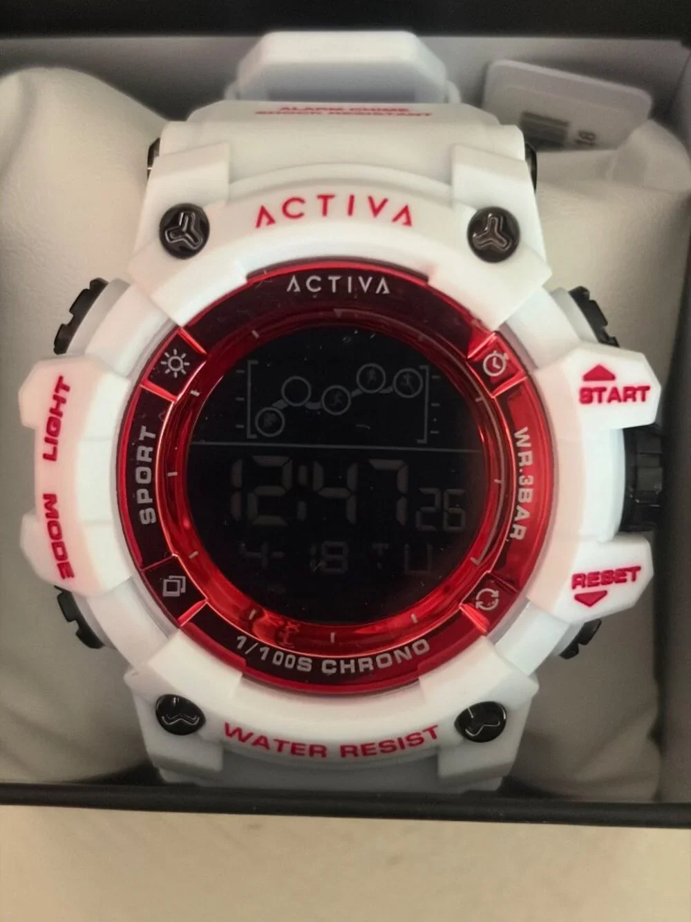 Men's Activa X Invicta Racing Chrome Edition Digital Watch 50mm White/Red